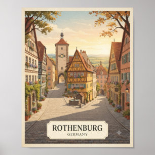 Vintage Rothenburg Germany Travel Poster
