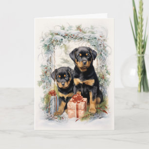 Vintage Rottweiler Christmas Holiday Card