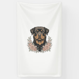 Vintage Rottweiler Floral Portrait Shirt Design_1 Banner