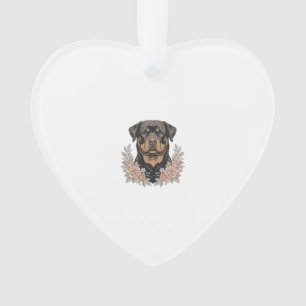 Vintage Rottweiler Floral Portrait Shirt Design_1 Ornament
