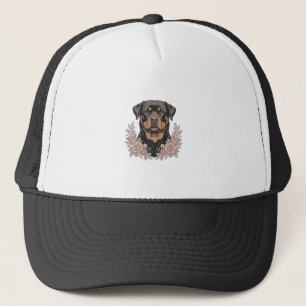 Vintage Rottweiler Floral Portrait Shirt Design_1 Trucker Hat