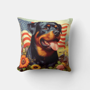 Vintage Rottweiler Painting Cushion