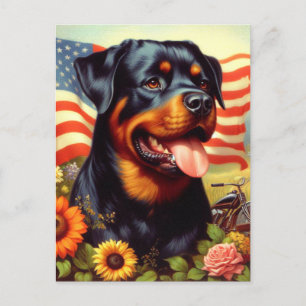 Vintage Rottweiler Painting Postcard