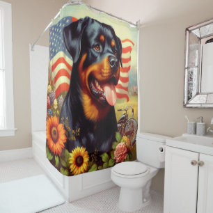 Vintage Rottweiler Painting Shower Curtain