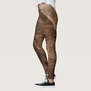 Vintage Rough Leather Texture  Leggings