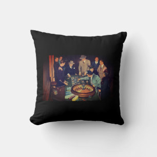 Vintage Roulette Scene, Las Vegas, Nevada Cushion