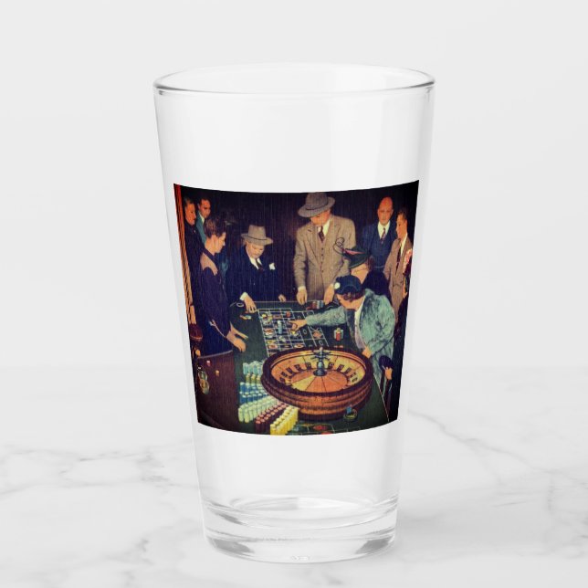 Vintage Roulette Scene, Las Vegas, Nevada Glass (Front)