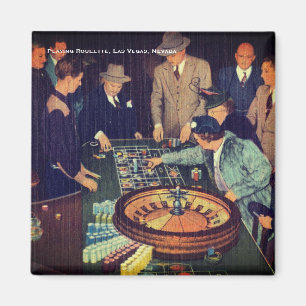 Vintage Roulette Scene, Las Vegas, Nevada Magnet