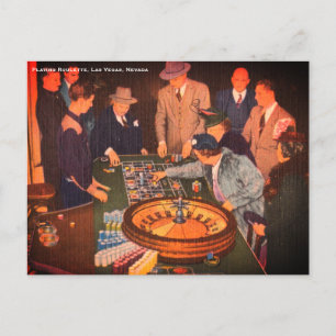 Vintage Roulette Scene, Las Vegas, Nevada Postcard