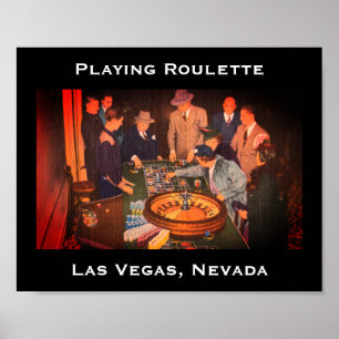 Vintage Roulette Scene, Las Vegas, Nevada Poster