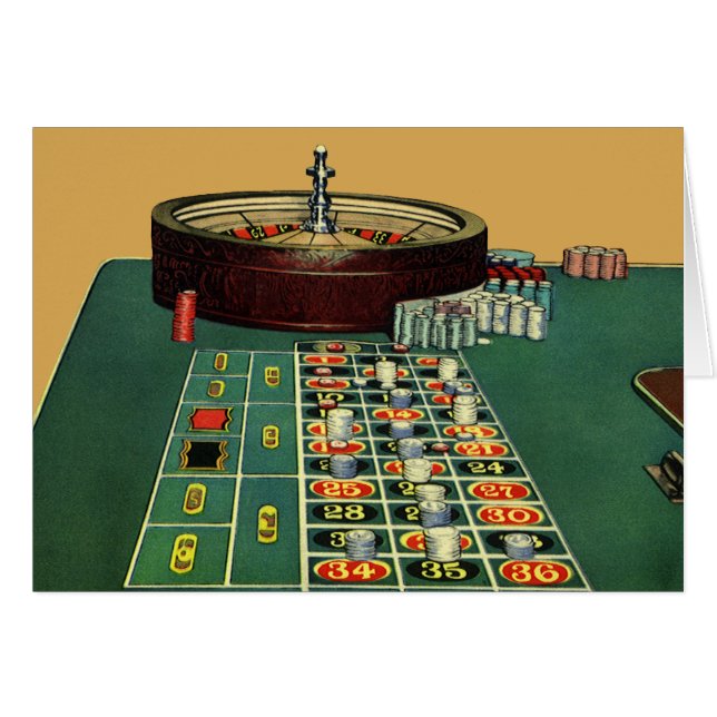 Vintage Roulette Table Casino Game, Gambling Chips (Front Horizontal)