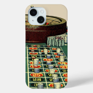 Vintage Roulette Table Casino Game, Gambling Chips iPhone 15 Case
