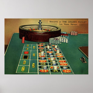 Vintage Roulette Table Casino Game, Gambling Chips Poster
