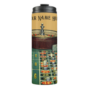 Vintage Roulette Table Casino Game, Gambling Chips Thermal Tumbler