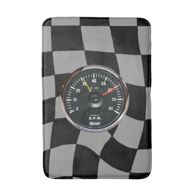 Vintage Round Analogue Auto Tachometer Bath Mat (Front Vertical)