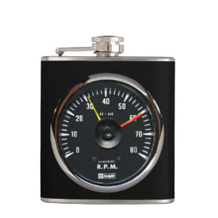 Vintage Round Analogue Auto Tachometer Flask