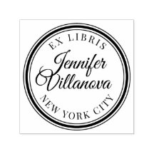 Vintage Round Frame Ex Libris Library Name Stamp