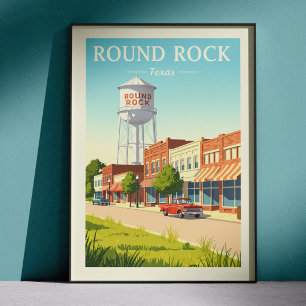 Vintage Round Rock Texas Poster