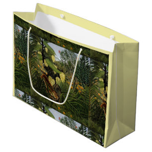 Vintage Rousseau Fight Between Tiger and Buffalo Large Gift Bag
