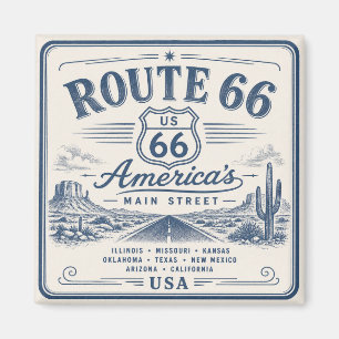 Vintage Route 66 American Road Trip Art Decor Magnet