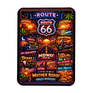 Vintage Route 66 Americana Travel Souvenir Magnet