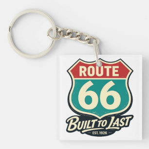 Vintage Route 66 Built To Last Key Ring