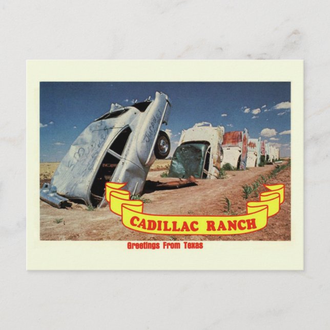 Vintage Route 66 Cadillac Ranch Travel Postcard (Front)