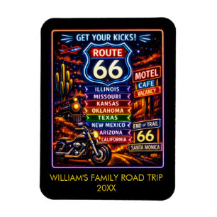 Vintage Route 66 Custom Family Vacation Magnet