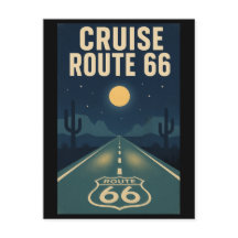 Vintage Route 66 Desert Highway Midnight Cruise