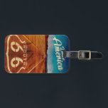 Vintage Route 66 Luggage Tag<br><div class="desc">Original Vintage Republic Design featuring a Cadillac El Dorado driving across America on Route 66.</div>