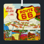 Vintage Route 66 Metal Tree Decoration<br><div class="desc">A wonderful, colourful vintage postcard of Route 66 repurposed on an ornament.</div>