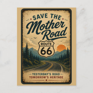 Vintage Route 66 Mountain Heritage Preservation Postcard