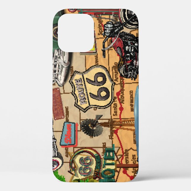 Vintage Route 66, nostalgic poster. Case-Mate iPhone Case (Back)