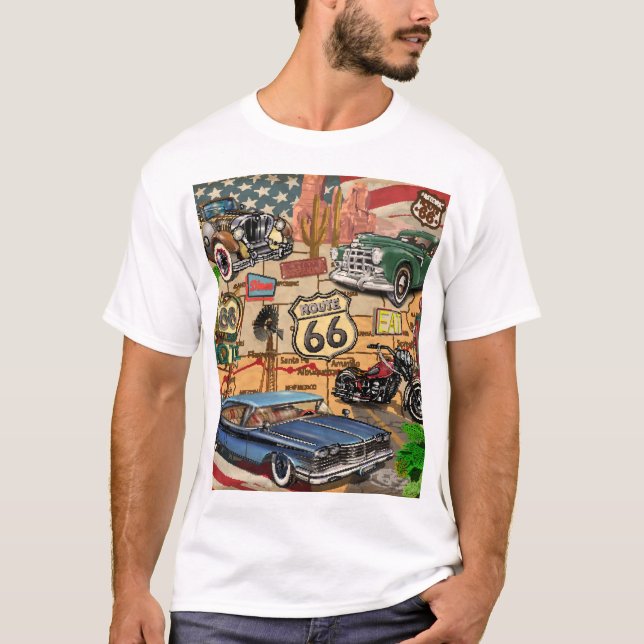 Vintage Route 66, nostalgic poster. T-Shirt (Front)