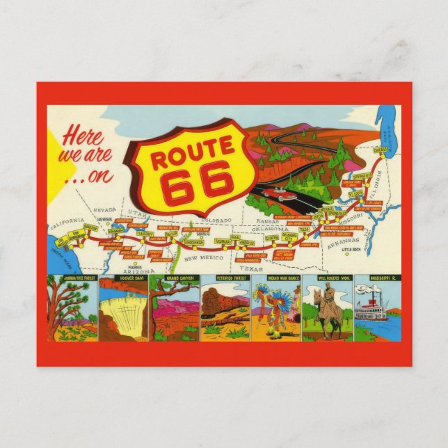 Vintage Route 66 Postcard (Front)