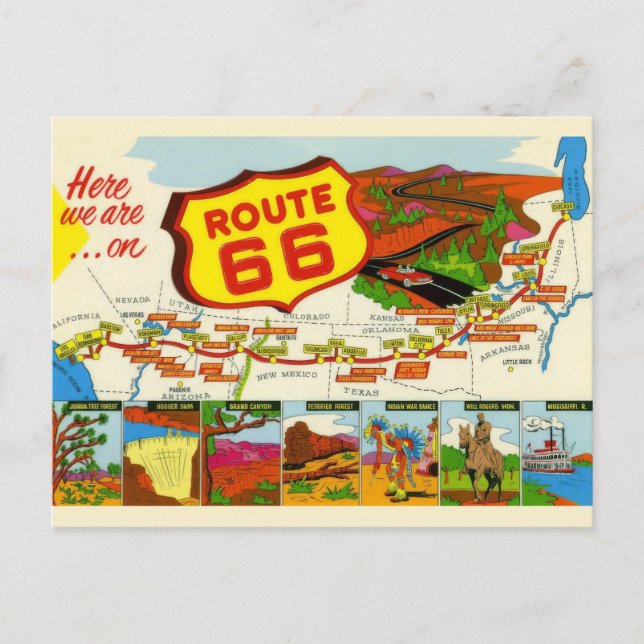 Vintage Route 66 Postcard (Front)
