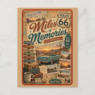 Vintage Route 66 Road Trip Travel Collage Postcard