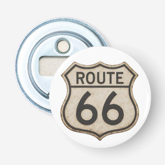 Vintage Route 66 Shield Round Bottle Opener