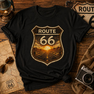 Vintage Route 66 Sunset Highway Classic Americana T-Shirt
