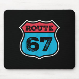 Vintage Route 67 Six Seven Meme 67th Birthday 80s  Mouse Mat