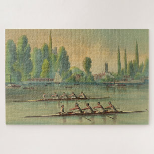 Vintage Rowers Crew Race Boat Race Canvas Print Jigsaw Puzzle