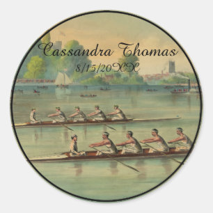 Vintage Rowers Crew Race Boat Race Classic Round Sticker