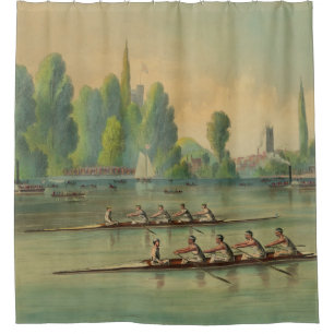 Vintage Rowers Crew Race Boat Race Shower Curtain