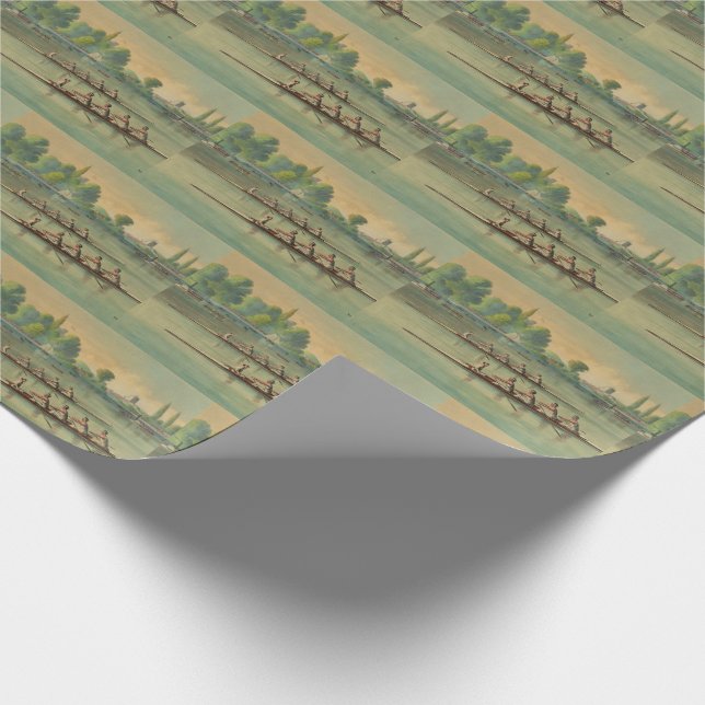 Vintage Rowers Crew Race Boat Race Wrapping Paper (Corner)