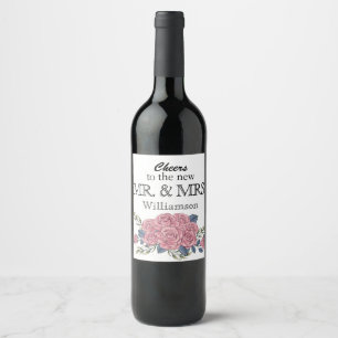 Vintage royal art deco roses painting wine label
