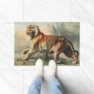 Vintage Royal Bengal Tiger Naturalist Art Print Doormat