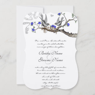 Vintage Royal Blue and Grey Wedding Invitations