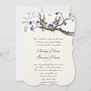 Vintage Royal Blue and Grey Wedding Invitations