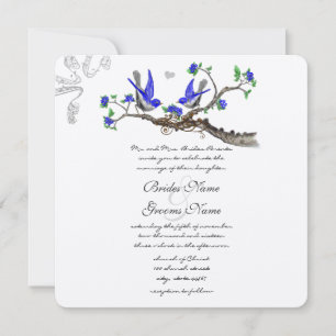 Vintage Royal Blue and Grey Wedding Invitations