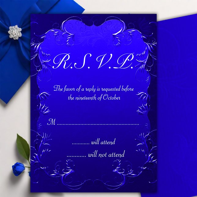 Vintage Royal Blue Elegance Wedding RSVP (Creator Uploaded)